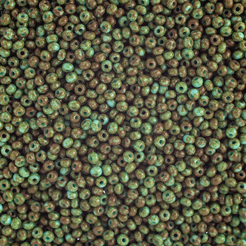 Czech Seed Bead, 10/0 (Opaque Travertine on Turquoise)