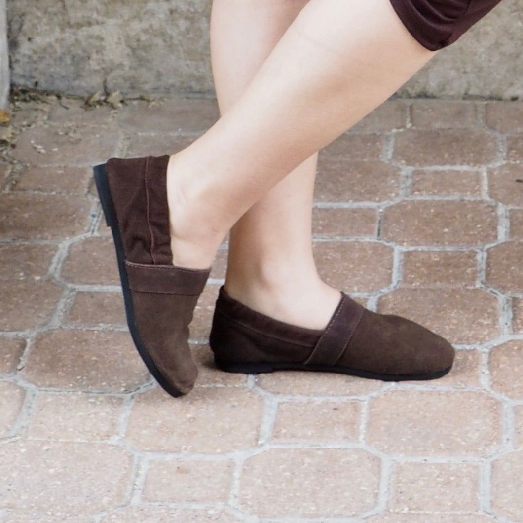 Suede Espadrille Flat Shoes, Chocolate