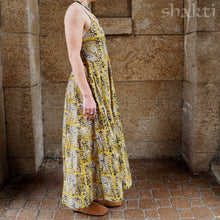 Load image into Gallery viewer, Block Print Spaghetti-Strap Dress, Yellow
