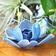 Load image into Gallery viewer, Taper Candle Holder - Lotus Flower (Blue)