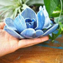 Load image into Gallery viewer, Taper Candle Holder - Lotus Flower (Blue)