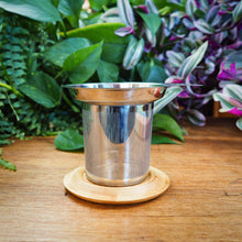 Load image into Gallery viewer, Stainless Steel Tea Strainer w/ Bamboo Lid
