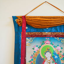Load image into Gallery viewer, Thangka - White Tara (Blue/Gold)