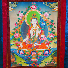 Load image into Gallery viewer, Thangka - White Tara (Blue/Gold)