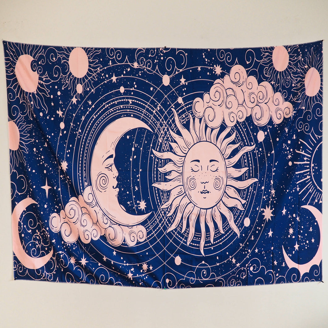 Wall Hanging - Blue/Pink Sun and Moon