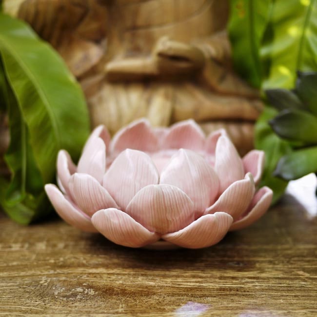Pillar Candle Holder - Lotus Flower (Pink)