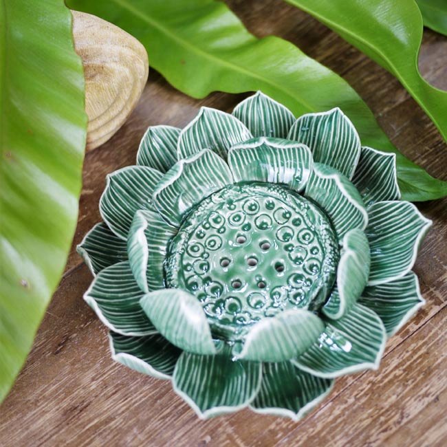 Incense Holder - Lotus Flower (L / Green)
