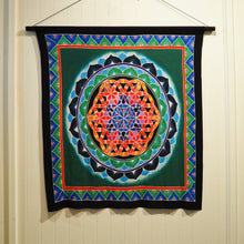 Load image into Gallery viewer, Batik Flower-of-Life Tapestry (Green)
