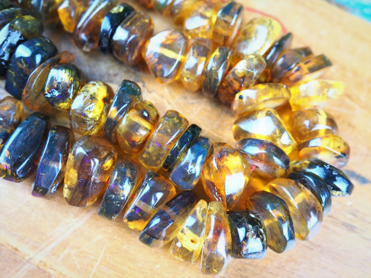 Amber Bead Strand, Large Rondelle