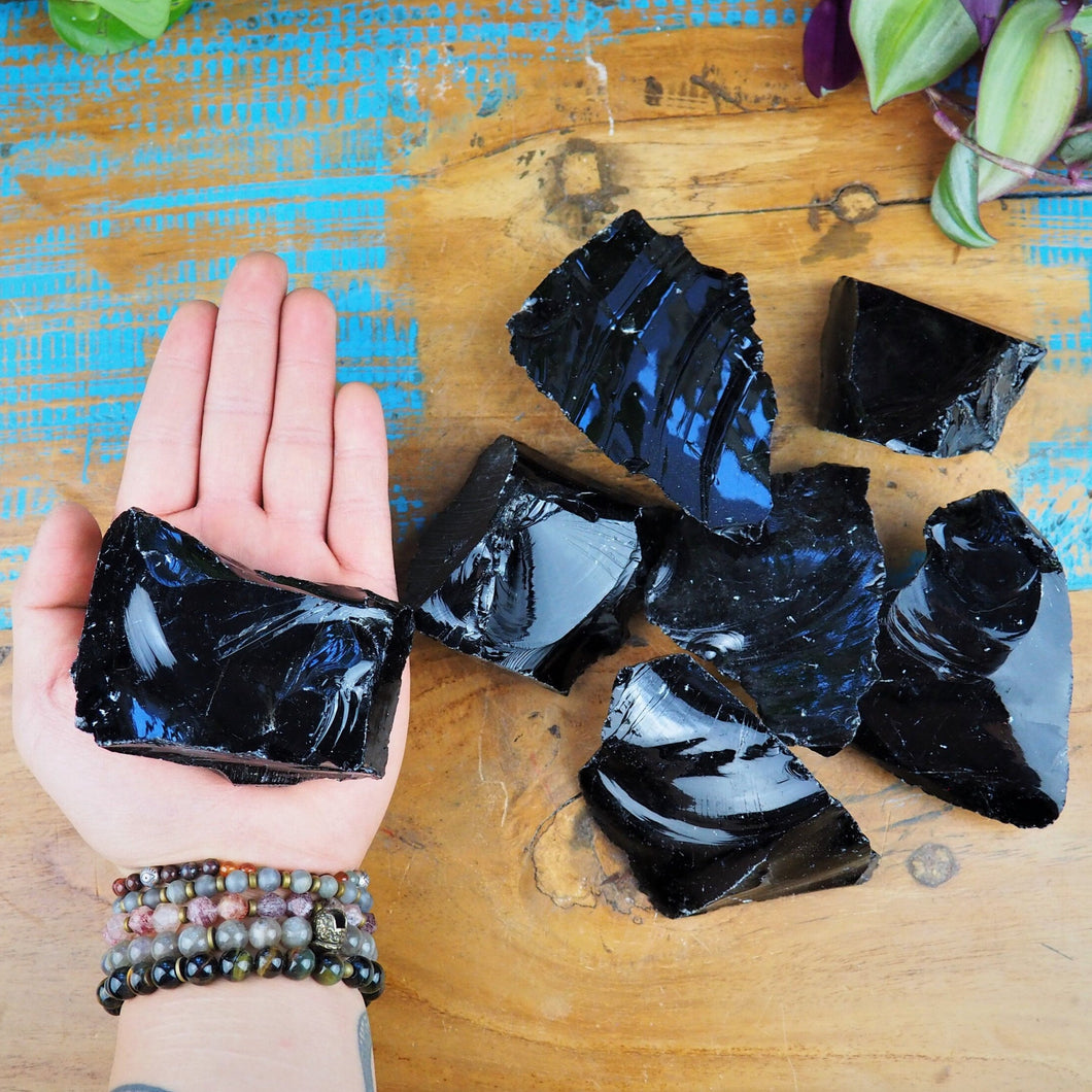 Black Obsidian Chunks, Small/Medium (100-300g)
