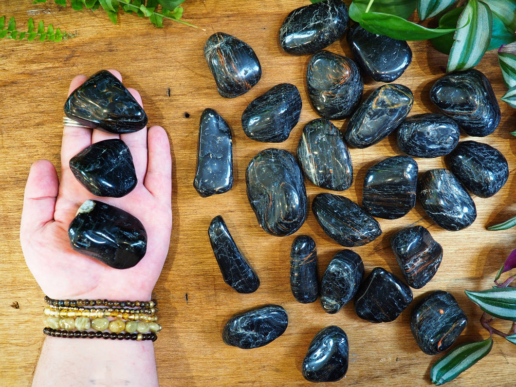 Black Tourmaline Tumble Stones, 4-6cm